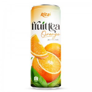 330ml_Sleek_alu_can_fresh_Organe_juice_tea_drink_healthy_with_green_tea